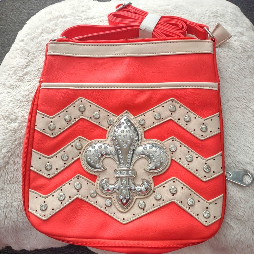 Red Fleur De Lis Crossbody Bag